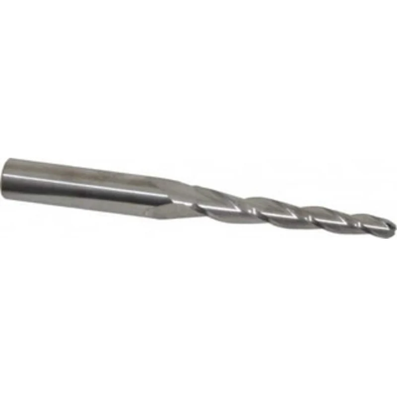 KYOCERA SGS 2 per Side 3/16 Small End Diam 1-3/4 LOC 3-Flute Solid Carbide Tapered Ball End Mill Uncoated, 3/8 Shank ...